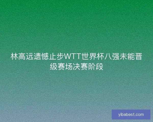 林高远遗憾止步WTT世界杯八强未能晋级赛场决赛阶段 林高远遗憾止步WTT世界杯八强未能晋级赛场决赛阶段